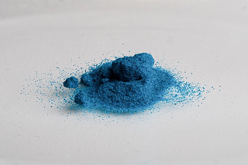 Blue-green crystalline copper acetate